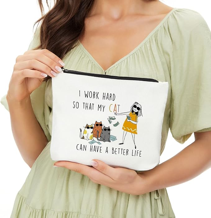 Funny Cats Makeup Bag, Cat Lover Gifts Cosmetic Bag, Cute Cat Gifts | Portable Travel Toiletry Bags, Christmas Birthday Gifts for Women Girls Sister Friends Cats Mom