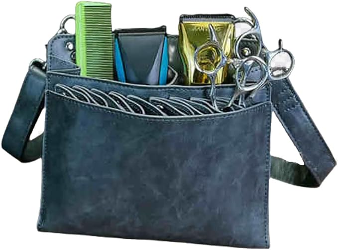 hair stylist waist bag, Leather Salon Hair Stylist Barber Scissors Shear Holster(Grey.)