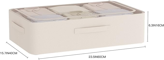 CYhom Under Bed Storage Bins Frame Storage Box Oxford Fabric Sturdy Underbed Container Foldable Stackable Large Capacity Clothes Organizer
