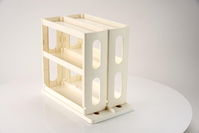 Dutiplus Spice Rack Organizer 3 tier Seasoning Holder, Pull and Rotated Storage Cabinet for Kitchen Bathroom Countertop 9”H x 5.8”W x 10.4”D (Natural White)