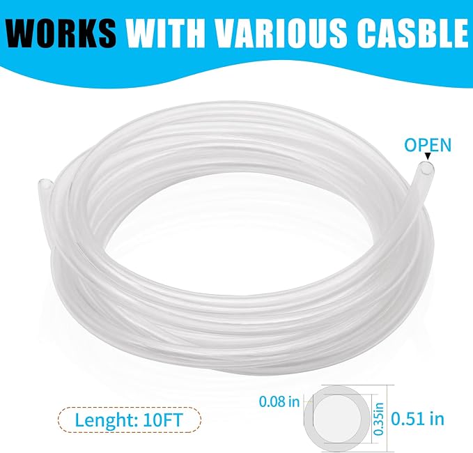Cord Protectors from Pets No Chew - Heavy Duty Wire Cover & Transparent Cable Sleeve (1/2in Dia, 30ft Length, 2mm Thick) - Puppy Proof Cord Covers for Electrical Wires, TV Cables, Chargers (30FT)