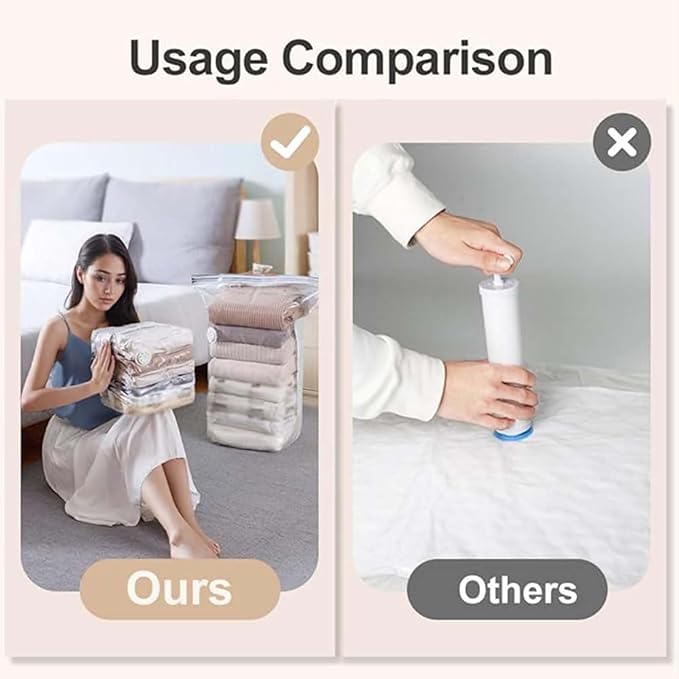 Vacuum Storage Bags No Pump Compression Space Saver 3D | Large Capacity Clothes Bedding Organizer Reusable Storage Bags Closet Wardrobe Travel Packing Moving Home Organization