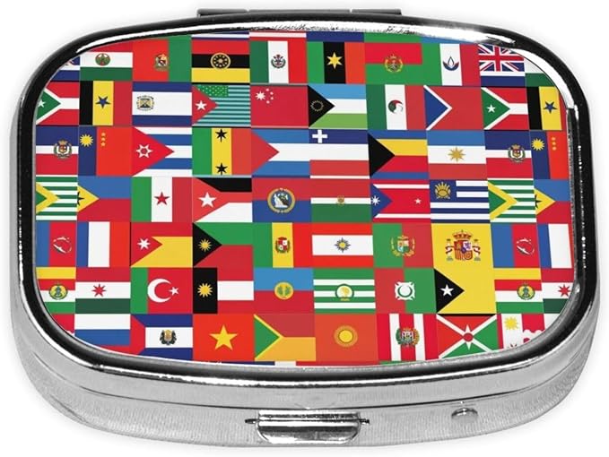 Custom Pill Box Engraved Medicine Organizer Personalized Gifts Pharmacist Nurse Retirement Present, World of Flag