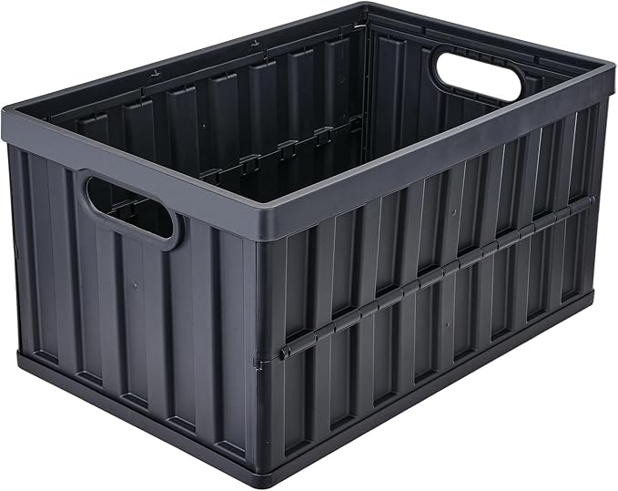 VEVOR 65L Collapsible Storage Bins with Lids 3 Packs, Stackable Crates | For Organizing Tools, Books, Food, Drinks, Camping&Transport, Large Heavy Duty Folding Containers with Handles, PP Material
