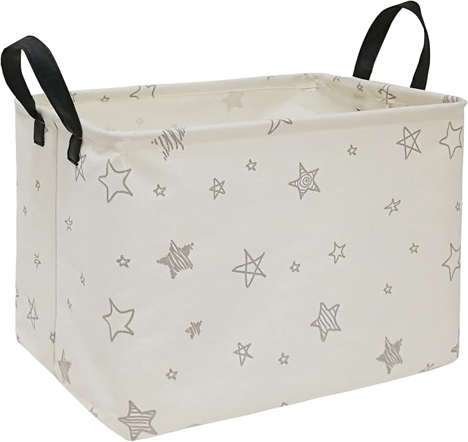 Baby Storage Basket Nursery Box Laundry Hamper Organization Bins for Toys and Clothes with Handles (Star)