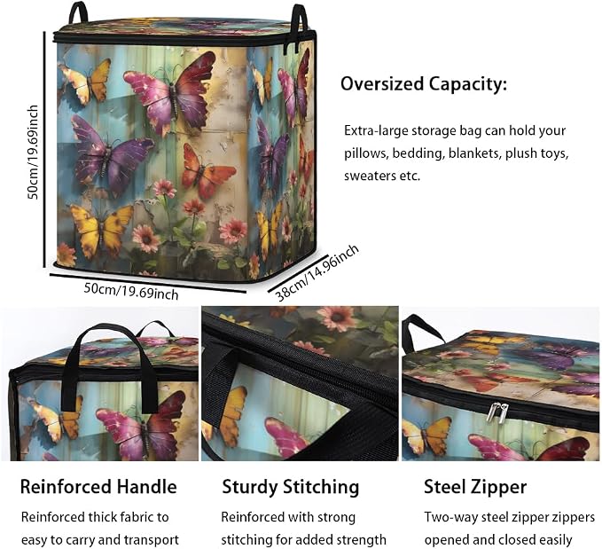 2pcs blanket storage bag for under bed,closet organizers 95L | clothing sweater sheet bedding comforter duvet quilt pillow toy storage bags with lids,dorm room essentials for containers