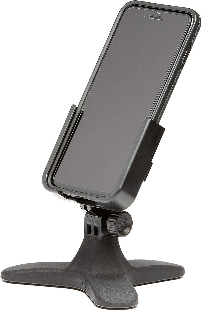 WeatherTech DeskFone - Universal Desktop Cell Phone Holder (Silver Metal Knobs)