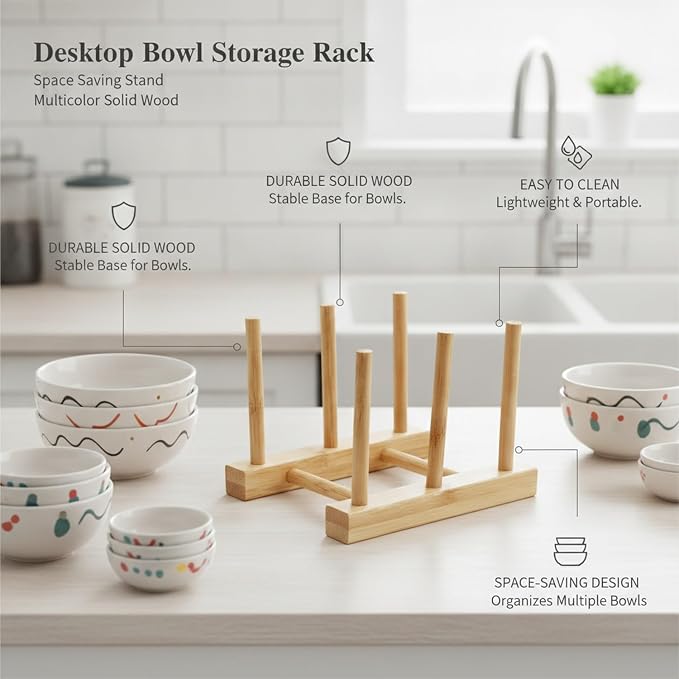 Organize Round Pet Bowls Vertically with This Compact Desktop Storage Rack, Multicolor PET Stand for Feeding Areas