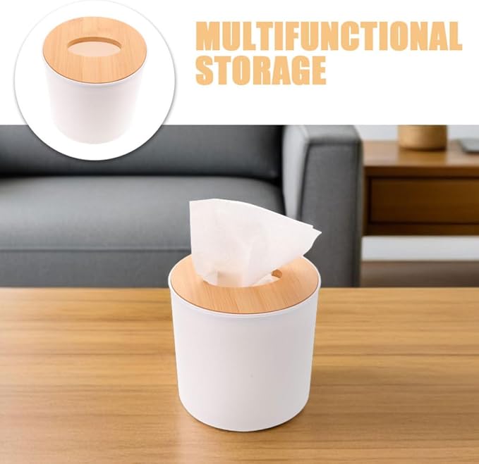 Lid Tissue Box Cover with Detachable Pet Storage Container 3pcs | White Finish, Office and Living Room Use, Stable Portable Organizer