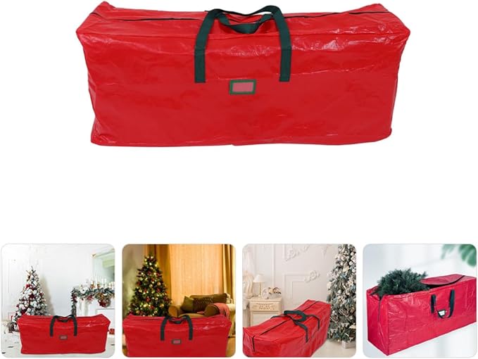 Large-capacity Red Christmas Tree Storage Bag with Handles Lightweight Non-woven Fabric and Pet Material Extends Christmas Tree Life for Holiday Storage