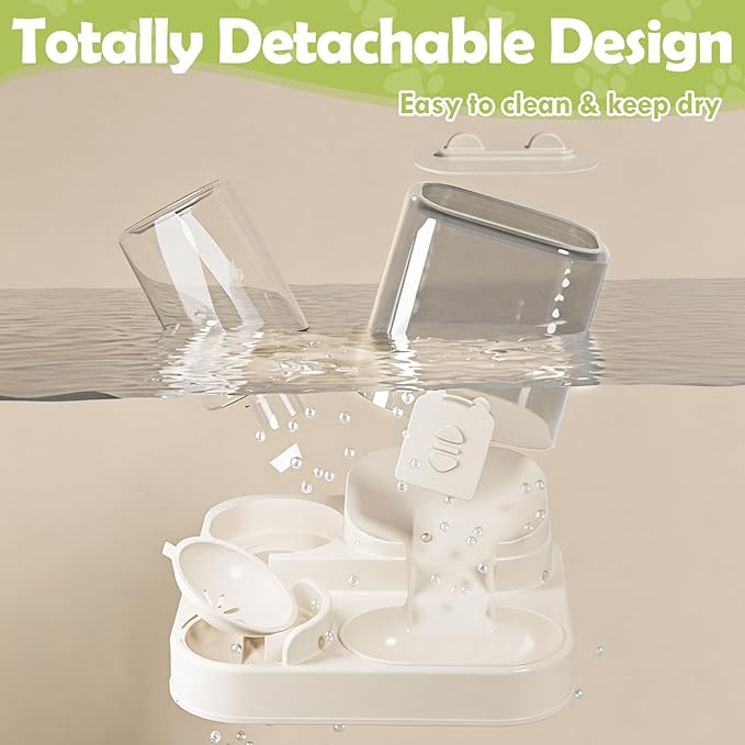 1.6L Auto Gravity Pet Feeder and 0.6L Water Dispenser Set, Automatic Cat Water Dispenser, Gravity Pet Feeder for Small Medium Dog Puppy Cat Kitten