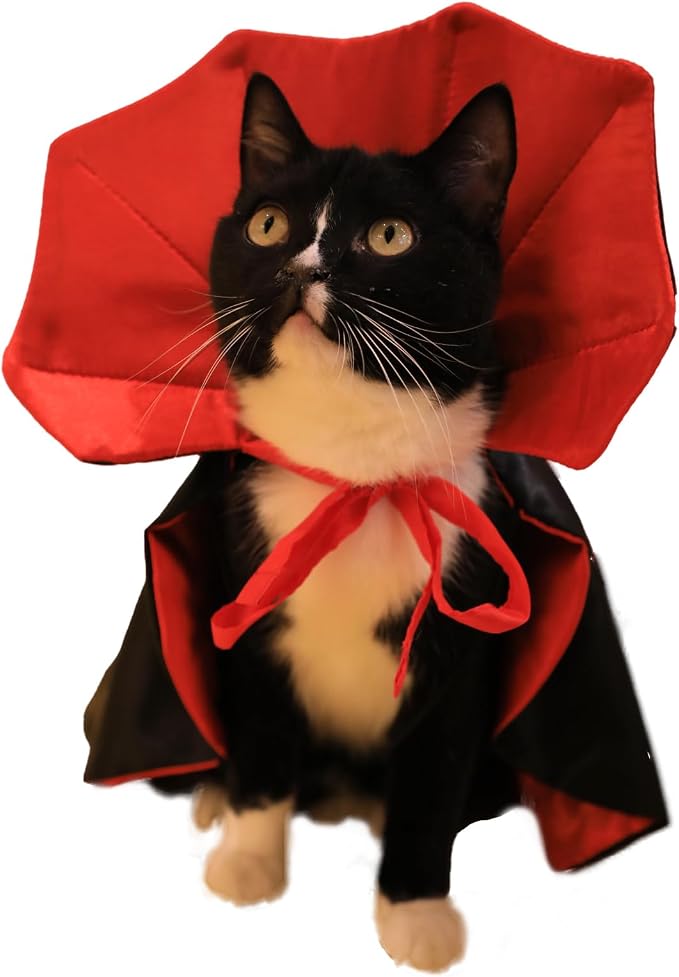 Dog Cat Vampire Cloak Costume for Small Medium Large Dogs Cats, Halloween Dog Costumes Cat Vampire Cloak