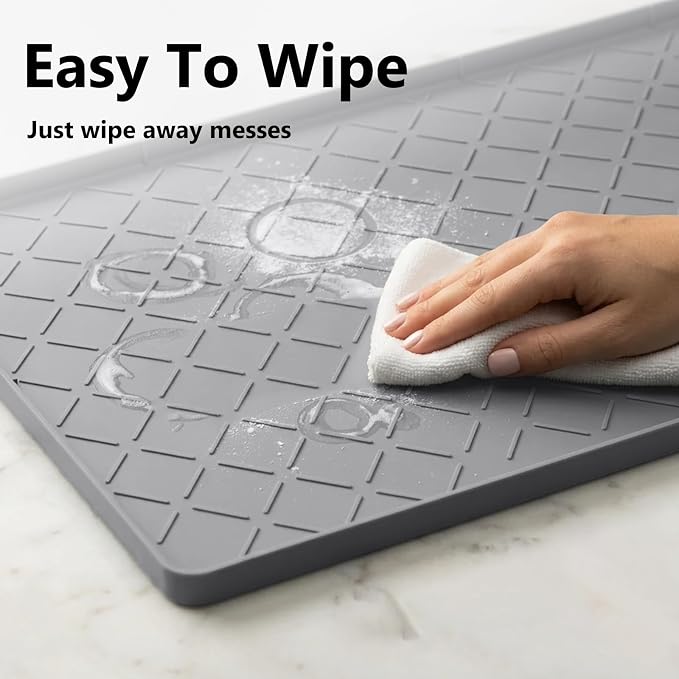 Mateeylife Under Sink Mat Kitchen Waterproof, Silicone Sink Tray 22"X34" | Under Sink Organizer Cabinet Shelf Protective Liner, Multi-use Silicone Mat for Boot Tray & Litter Mat, Dark Grey