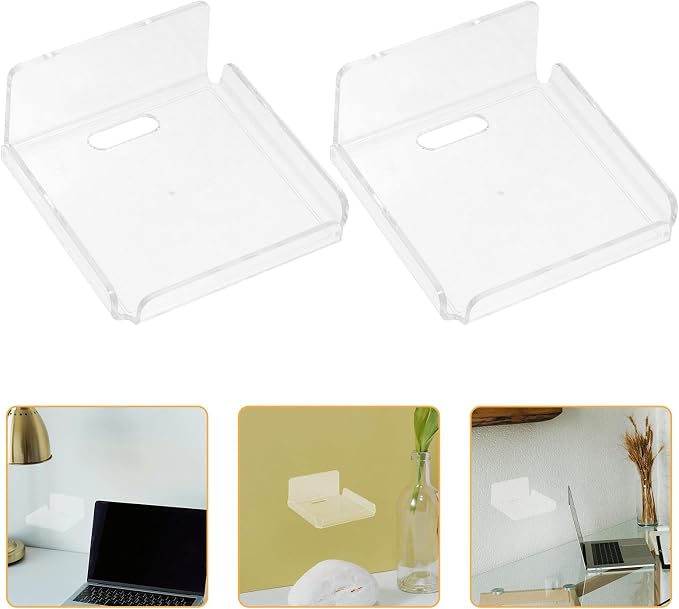 Alipis Wall-Mounted Camera Rack and Monitor Holder, Floating Shelf with 4pcs Strong Adhesive, Security Camera Wall Mount for Indoor Surveillance and Router Storage