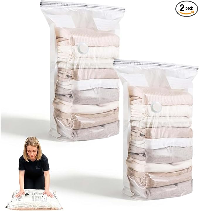 Vacuum Storage Bags No Pump Compression Space Saver 3D | Large Capacity Clothes Bedding Organizer Reusable Storage Bags Closet Wardrobe Travel Packing Moving Home Organization