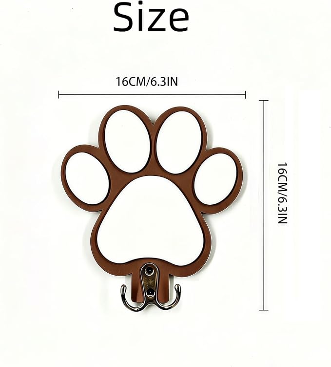 Personalized Dog Leash Hanger, Custom Engraved Name Wood Paw Print Leash Hook, Decorative Entryway Key Rack Harness Collar Organizer Pet Supplies Gift
