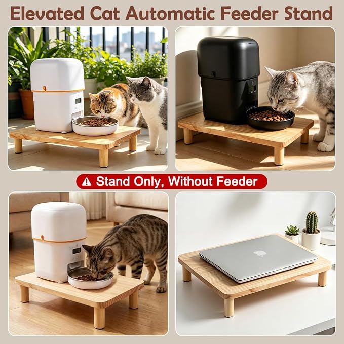 SZEE Cat Food Stand, Elevated Cat Feeder Stand for Automatic Feeder & Bowls