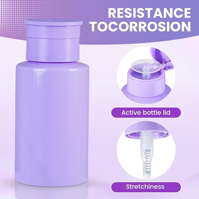 Push Down Pump Dispenser Bottles: Refillable Liquid Containers for Alcohol, Nail Polish Makeup Remover, Salon, Hospital, Travel Use