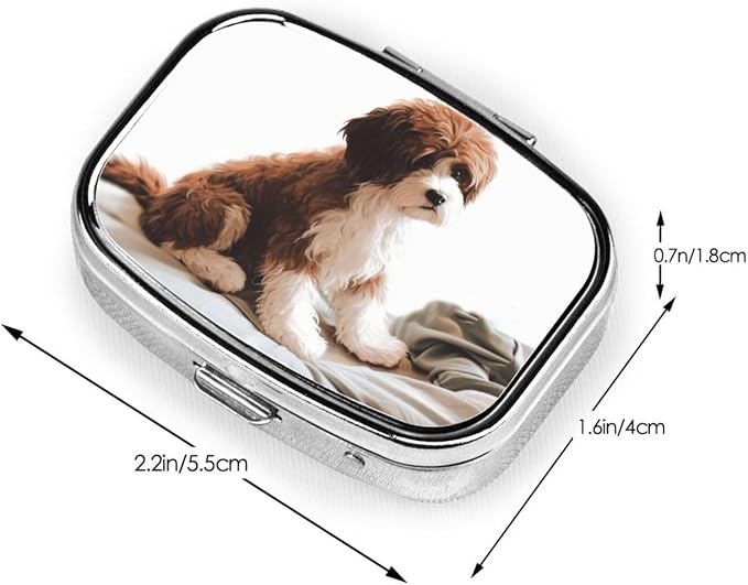 Square Pill Box Pet Dog Pill Case for Purse & Pocket 3 Compartment Pill Organizer Portable Travel Pillbox Medicine Pill Holder Container for Daily Vitamin Cod Liver Oil Storage