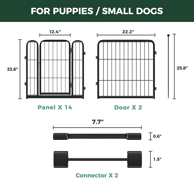 FXW Rollick Dog Playpen with Divider Connectors, 24" H, 16 Panels | Heavy-Duty & Easy setup Play Area, Two-Zone Layout, Indoor & Yard, For Puppies & Small Dogs, Patented