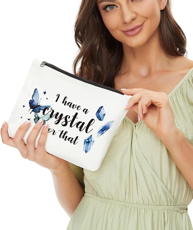Crystal Lover Gift Makeup Bag, Spiritual gifts for Women Witch Cosmetic Bag | Tarot Gift Witchcraft Bag, Christmas Birthday Witchy Gifts for Women Mom Girls Sisters Friends Tarot Cards Makeup Pouch