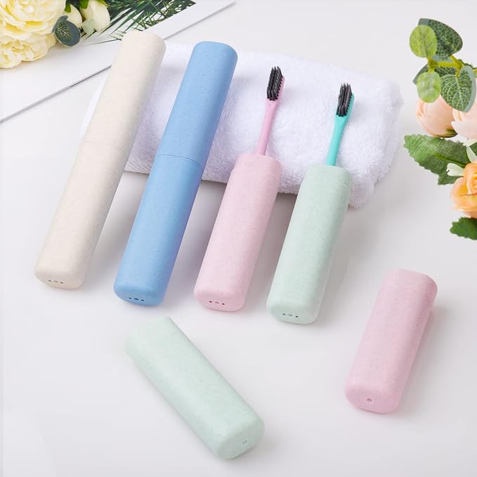 Hooqict 4 Pack Travel Toothbrush Case Portable Travel Toothbrush Holder Plastic Toothbrush Container Protector Cover Case for Traveling, Bathroom, Camping, Home, School, Business