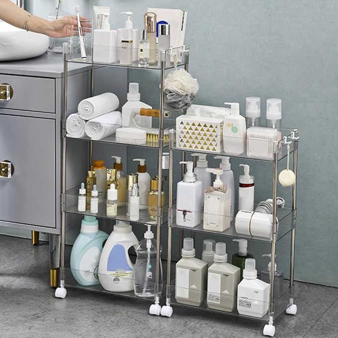 Hemoton Rolling Storage Cart with Wheels Slim Kitchen Organizer for Easy Access Pet Design for Bathroom Laundry Multi-purpose Utility Cart for Spaces