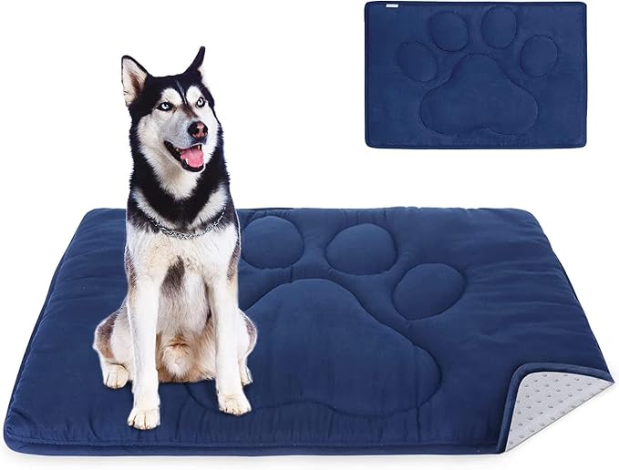 Dog Crate Pad 28" x 42, Washable Crate Mat with Anti-Slip Bottom | Breathable Crate Bed Kennel Pad for Sleeping ,Dark Colored to Hide Stains Washable Dog Bed Crate Mat, Navy