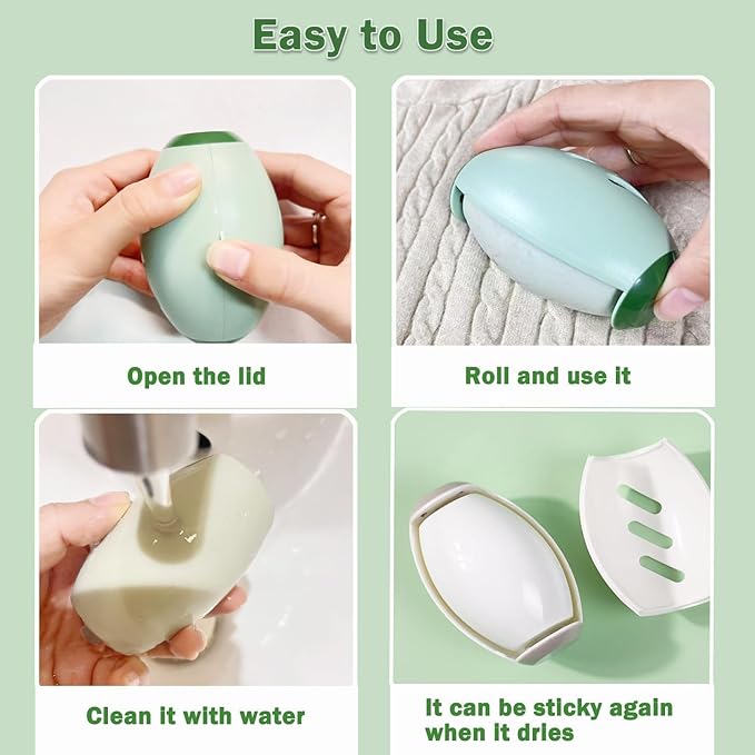 2 Pack Reusable Washable Lint Roller Ball, Compact Mini Travel Lint Remover for Clothes, Dog Cat Pet Hair Remover for Travel and Home Use, Extra Sticky Portable Gel Roller Ball