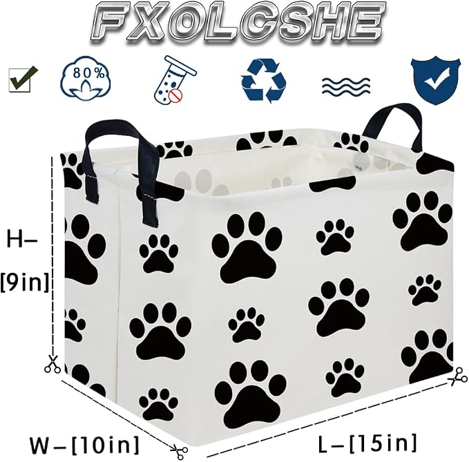 Rectangular Dog Basket,Nursery Hamper,Collapsible canvas kids toy storage box,Kids room storage basket,Gift Basket(Dogs)