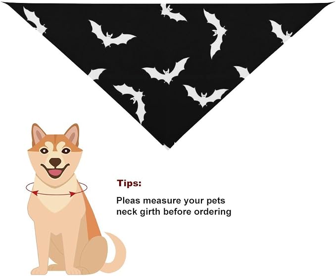 Adjustable Comfy Pets Triangle Scarf for Small, Medium, Large Dogs and Cats Running, Walking, Outdoor Activities Use (Bats Halloween Goth)