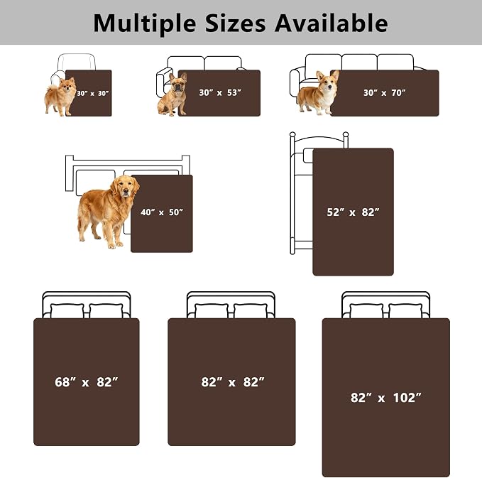 Waterproof Couch Cover for Dogs - Washable Pets Furniture Protector | TPU Leak-Proof Liner, Lightweight & Reversible, Fits Chair, Sofa, Bed, 82" x 102" , Chocolate/Cream