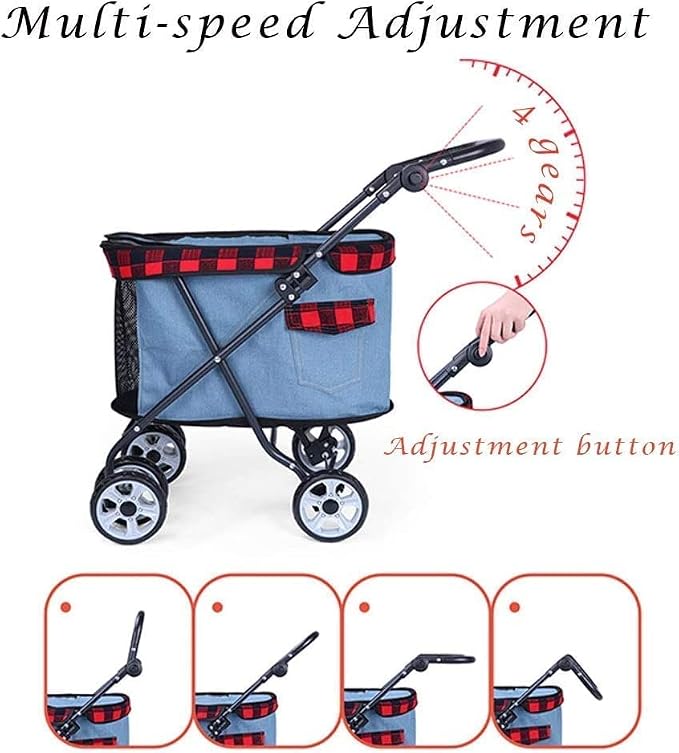 Lightweight Dog Strollers for Small Dogs Prime Dog Stroller Buggy 360° Smooth Front Wheel (Black Blue) (Light Blue)