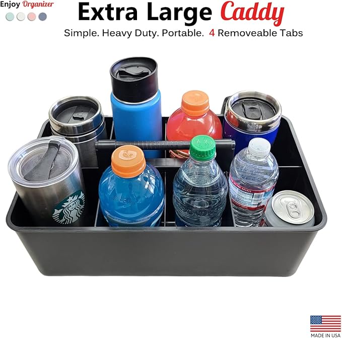 Enjoy Organizer- 2 Commercial Extra Large Portable Stackable Carry Caddy, Black, Carrier for Cleaning, Bathroom, Supplies, Tools, All-Purpose Made in USA (2)