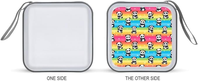 CD Cases 40 Capacity Rainbow Panda Hard Shell Case DVD Holder Wallet | Disc Organizer Storage Binder, Rainbow Cute Unicorns Panda Portable Zipper and Strap, for Home Car Travel