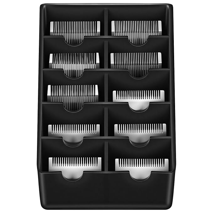 1 Pack Black Clipper Blade Holder 10 Slot Clipper Razor Blade Rack Storage Tray Caddy Grooming and Barber Holder Organizer Case and Stylist Station Accessories