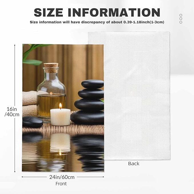 Zen Kitchen Towels Set of 2 Basalt Stones Spa Oil On Wood Dish Towels Absorbent Soft Hand Tea Bar Towels for Farmhouse Home Decor 16"X24"