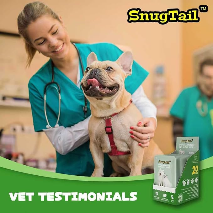 Pet Wipes, Pet Glove Wipes for Dogs & Cats,Shedding Control, Dander Removal & Paw Cleaning, Travel Essentials for Pets(20 Individual Pack)