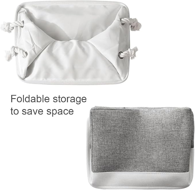 Organization and Storage Basket for Organizing - 3 Pack 16x12x12 inch Cube Storage Bin Fabric Storage Cubes for Organizer Cloth Gift Toy Closet (White & Grey)