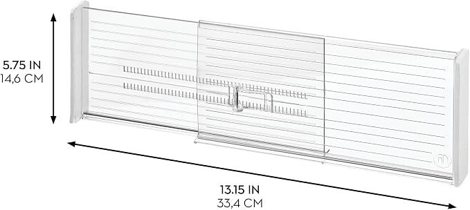 iDesign Plastic Adjustable Drawer Dividers, Clear, Set of 2 | Kitchen, Dresser, Desk Drawers