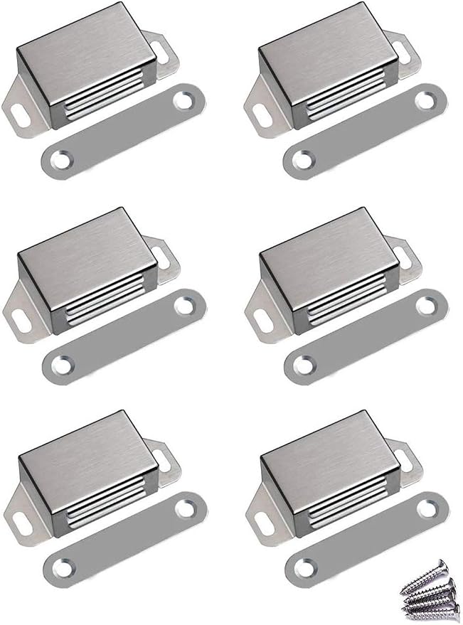 WOOCH Magnetic Door Catch - 30lb High Magnetic Stainless Steel Heavy Duty Catch for Kitchen Bathroom Cupboard Wardrobe Closet Closures Cabinet Door Drawer Latch (2.1 in Silver, 6-Pack)