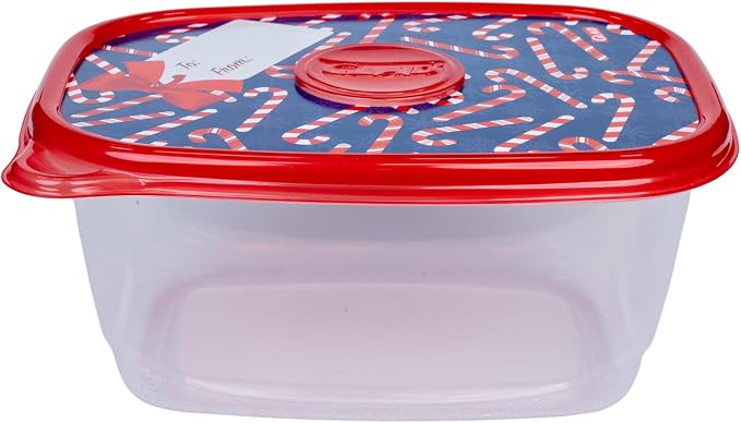 Glad GladWare Holiday Food Storage Containers, Large Rectangle, 48 Oz, 3 Ct | BPA-free plastic, reversible gift tags included, microwave, freezer, and dishwasher safe, 64 oz, gifting
