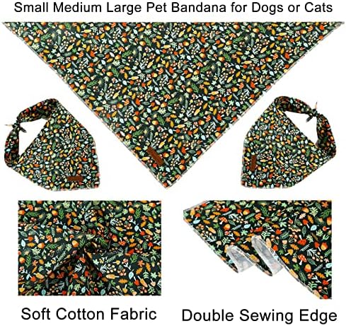Fall Dog Bandana, UP URARA PUP Puppy Bandana for Small,Medium Dog, Comfortable Cotton Triangle Bid Scarf Dog, Pet Kerchief for Girl Boy Dogs or Cats, Fancy Fall Classic Dog Bid Scarf