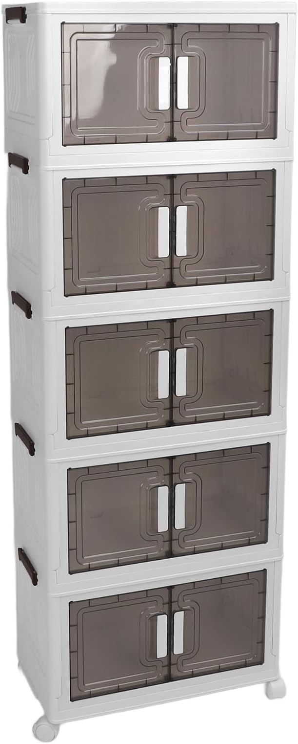 Brrnoo Multi-tier folding storage bin with wheels, 5 layers, 30x30x119 cm