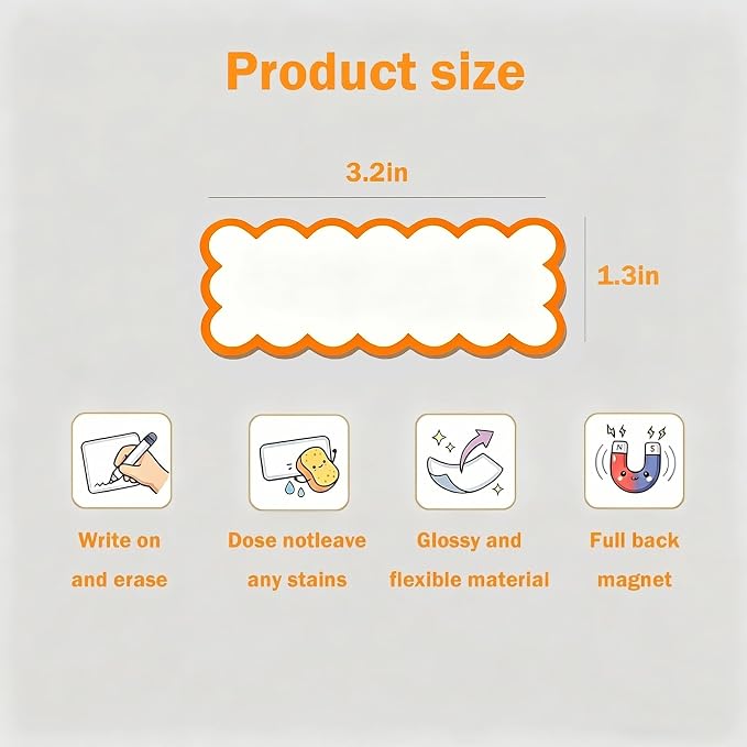 60 Pack Magnetic Dry Erase Labels, 3.2 x 1.3 in Colorful Reusable Name Tags for Whiteboard, Flexible Magnetic Strips for Classroom Organization, Refrigerator, Office & Lockers, 6 Colors