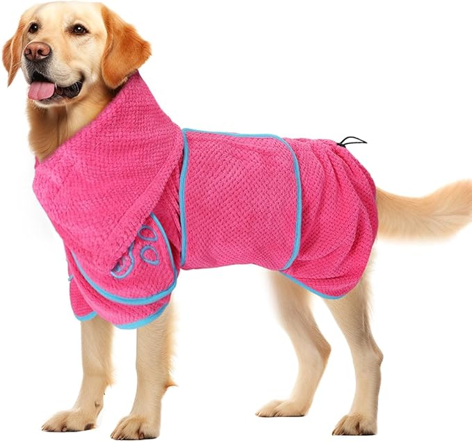 AUTOWT Dog Bathrobe Towel - Super Absorbent Dog Drying Coat, Warming Bath Robes for After Bath Shower Swim Walk for Small Medium Large Dogs Cats Pet