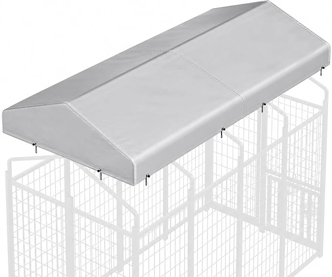 ROOMTEC 8 x 4 FT Outdoor Dog Kennel Cover, Replacement Canopy Only | Silver, 210D Coated Oxford, Waterproof, UV, 12 Secure Fasteners, Designed for ROOMTEC Kennels