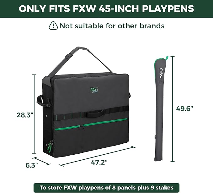 FXW Dog Playpen Storage Bag, Designed for RV Trips, Black, 1 Pack | Fits FXW Pens Only(45" H 8 Panels & 9 Stakes), Comfortable Carry, Neat Storage, Wear-Resistant, Patented
