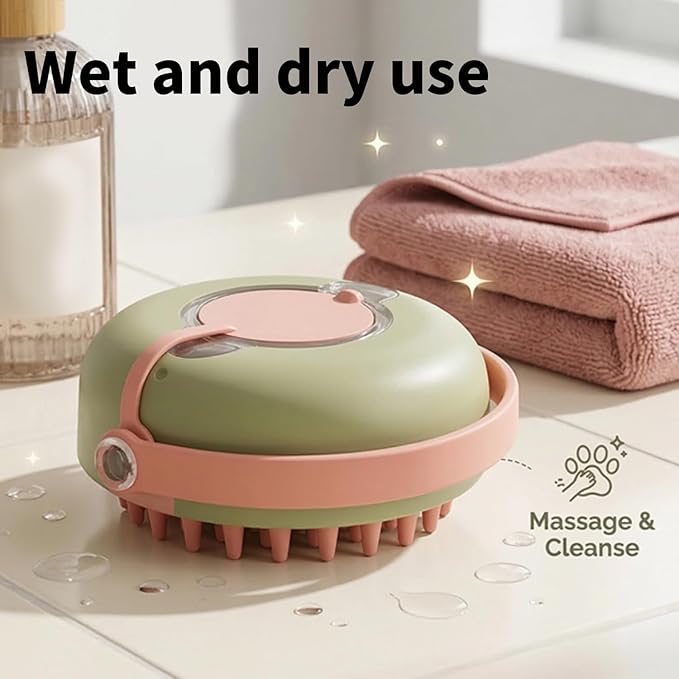 Dog Bath Brush for Bathing and Shedding, Adjustable Handle Shampoo Brush for Short and Long Haired Dogs and Cats Perfect Gifts for Pets