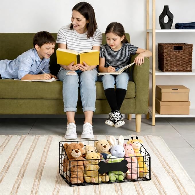 Dog Toy Bin-Dog Toy Basket-Metal Storage Box-Chew-Proof Dog Food Toy Storage Container-Toy Box For Living Room Area-Dog Storage Organizer-For Puppy Leash,Accessories, Blanket Food Storage Container.